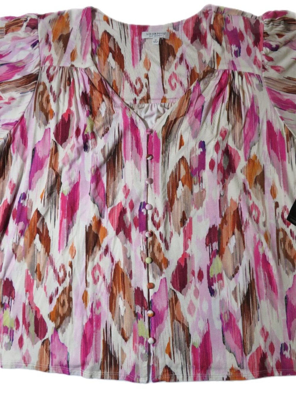NWT Liverpool Los Angeles‎ Pink Abstract Watercolor Blouse Plus Size 3X - Picture 2 of 8